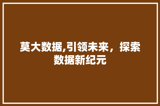 莫大数据,引领未来，探索数据新纪元