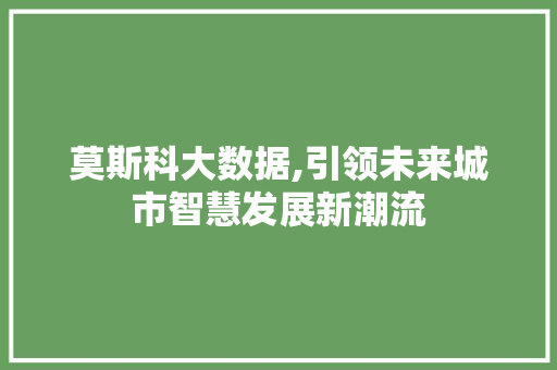莫斯科大数据,引领未来城市智慧发展新潮流
