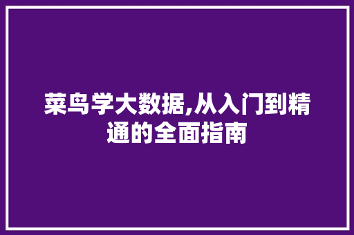 菜鸟学大数据,从入门到精通的全面指南