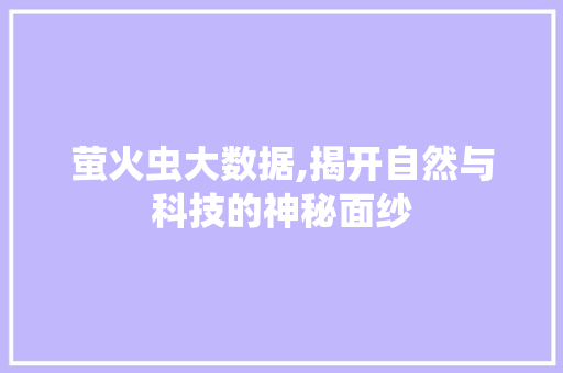 萤火虫大数据,揭开自然与科技的神秘面纱
