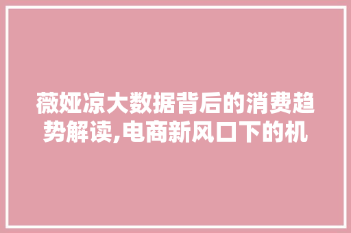 薇娅凉大数据背后的消费趋势解读,电商新风口下的机遇与挑战