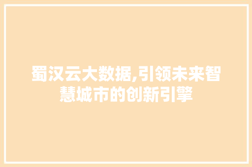 蜀汉云大数据,引领未来智慧城市的创新引擎