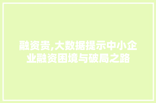 融资贵,大数据提示中小企业融资困境与破局之路 搜狗优化