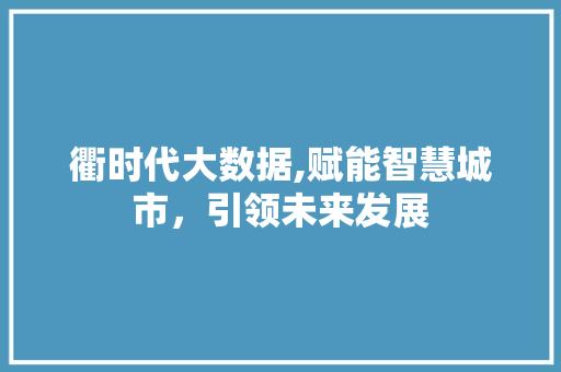 衢时代大数据,赋能智慧城市，引领未来发展
