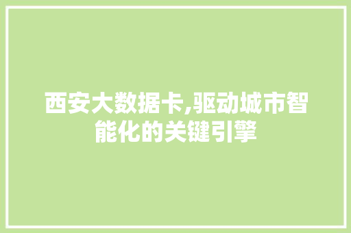 西安大数据卡,驱动城市智能化的关键引擎