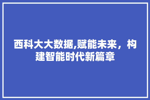 西科大大数据,赋能未来，构建智能时代新篇章