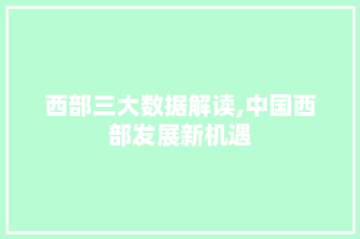 西部三大数据解读,中国西部发展新机遇