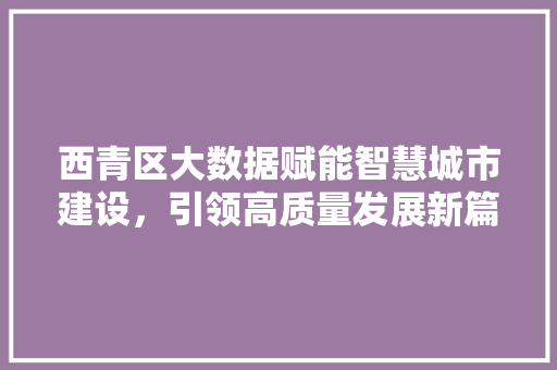 西青区大数据赋能智慧城市建设，引领高质量发展新篇章 英文谷歌算法