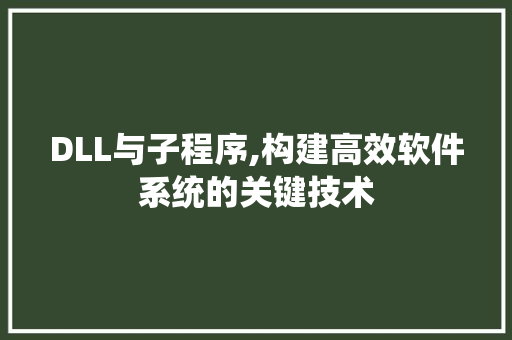 DLL与子程序,构建高效软件系统的关键技术