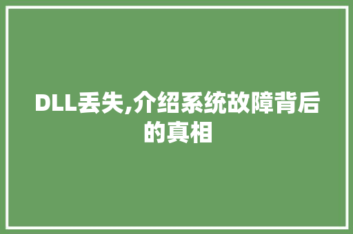 DLL丢失,介绍系统故障背后的真相