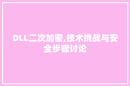 DLL二次加密,技术挑战与安全步骤讨论