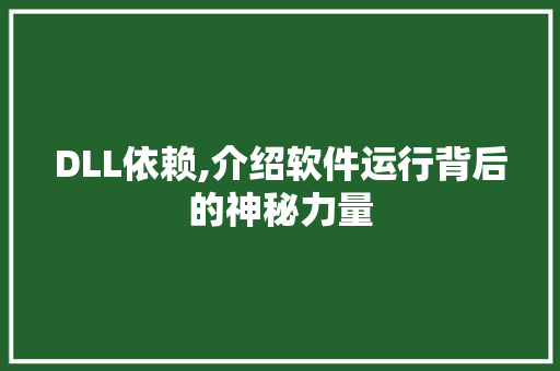 DLL依赖,介绍软件运行背后的神秘力量
