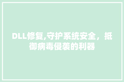 DLL修复,守护系统安全，抵御病毒侵袭的利器