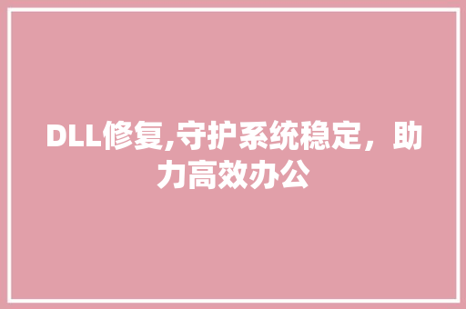 DLL修复,守护系统稳定，助力高效办公