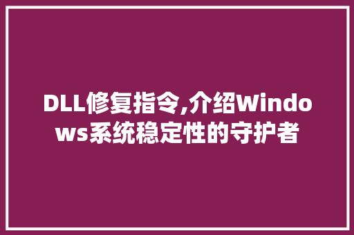DLL修复指令,介绍Windows系统稳定性的守护者