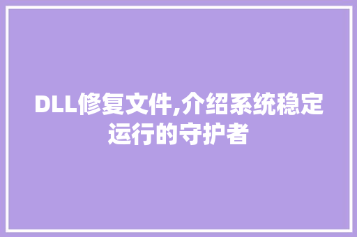 DLL修复文件,介绍系统稳定运行的守护者
