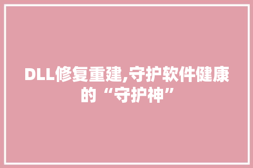 DLL修复重建,守护软件健康的“守护神”