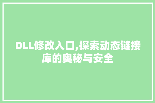 DLL修改入口,探索动态链接库的奥秘与安全