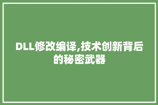 DLL修改编译,技术创新背后的秘密武器
