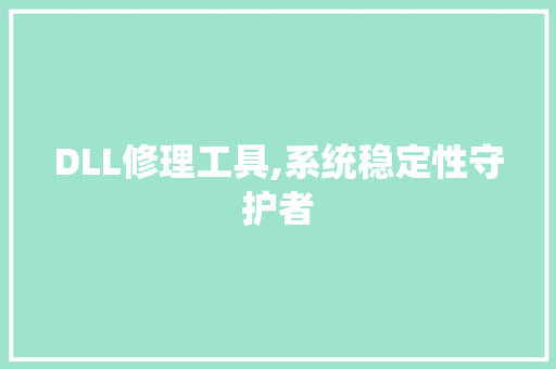 DLL修理工具,系统稳定性守护者