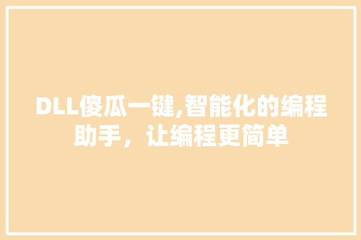 DLL傻瓜一键,智能化的编程助手，让编程更简单