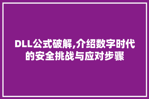 DLL公式破解,介绍数字时代的安全挑战与应对步骤