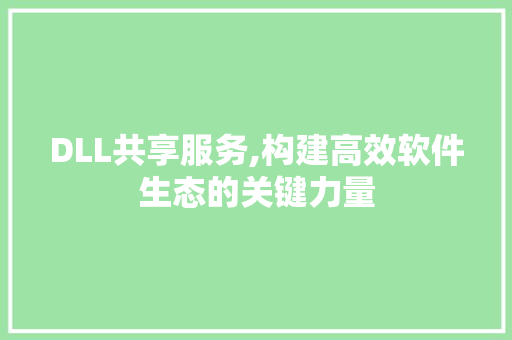 DLL共享服务,构建高效软件生态的关键力量