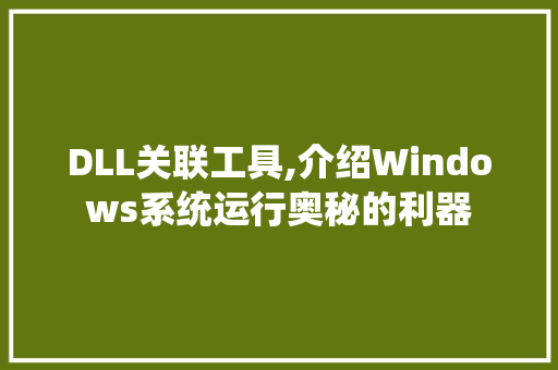 DLL关联工具,介绍Windows系统运行奥秘的利器