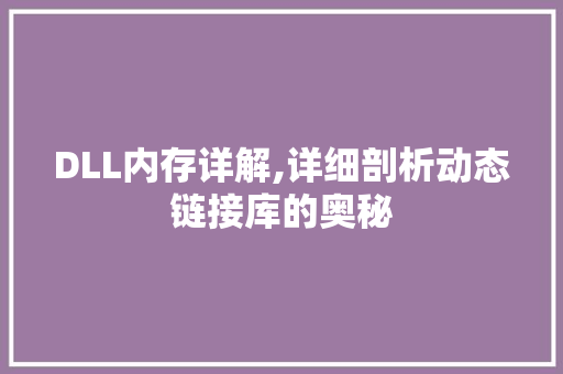 DLL内存详解,详细剖析动态链接库的奥秘