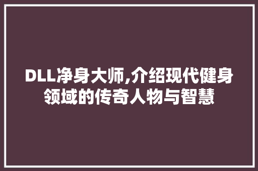 DLL净身大师,介绍现代健身领域的传奇人物与智慧 英文谷歌算法
