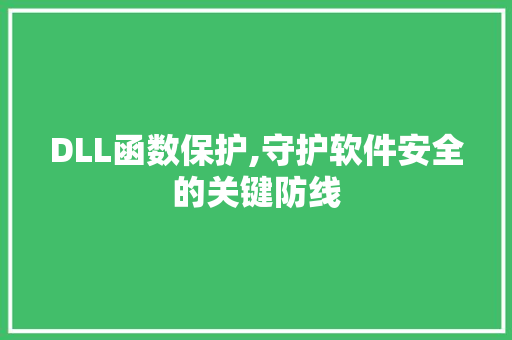 DLL函数保护,守护软件安全的关键防线 搜狗优化