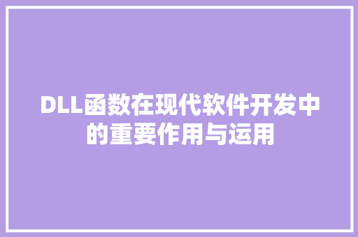 DLL函数在现代软件开发中的重要作用与运用