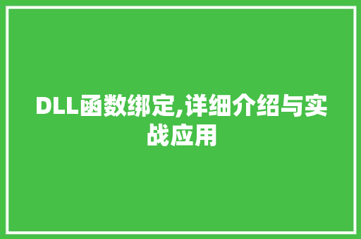DLL函数绑定,详细介绍与实战应用 小程序开发