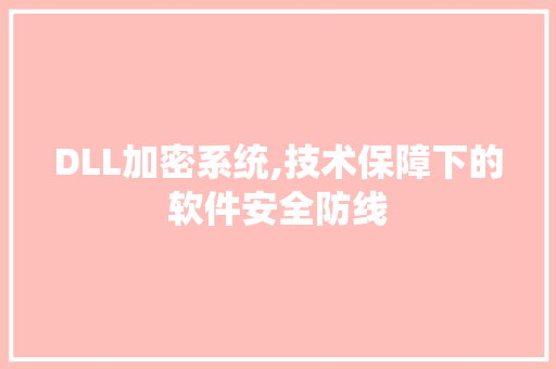 DLL加密系统,技术保障下的软件安全防线