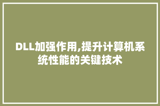 DLL加强作用,提升计算机系统性能的关键技术