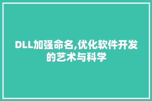 DLL加强命名,优化软件开发的艺术与科学