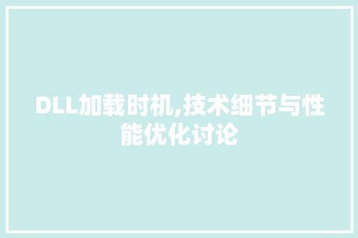 DLL加载时机,技术细节与性能优化讨论