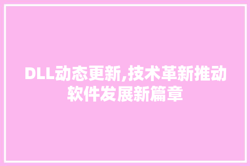 DLL动态更新,技术革新推动软件发展新篇章