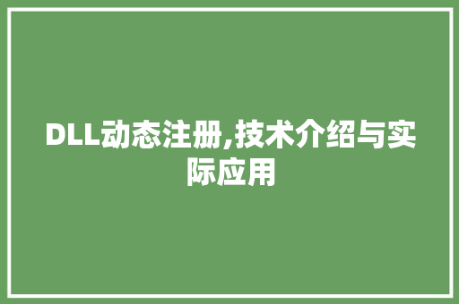DLL动态注册,技术介绍与实际应用