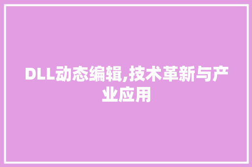 DLL动态编辑,技术革新与产业应用 360搜优化