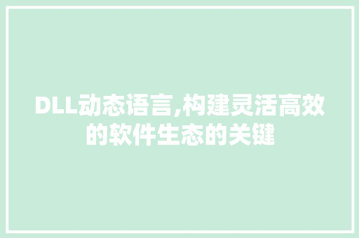 DLL动态语言,构建灵活高效的软件生态的关键