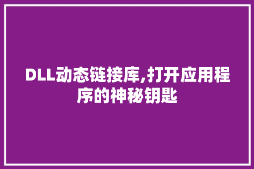 DLL动态链接库,打开应用程序的神秘钥匙
