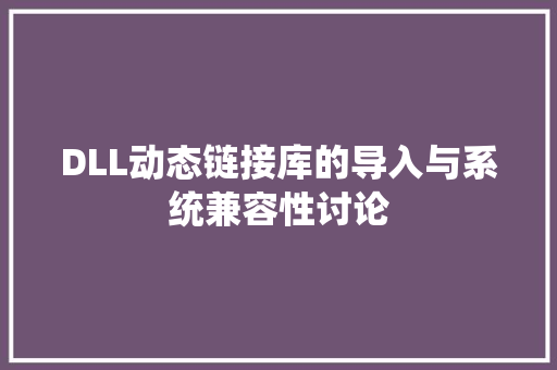 DLL动态链接库的导入与系统兼容性讨论 英文谷歌算法