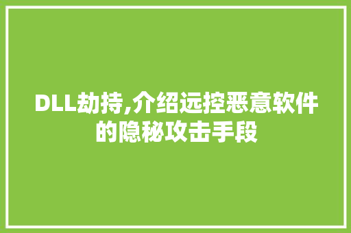 DLL劫持,介绍远控恶意软件的隐秘攻击手段 网站优化