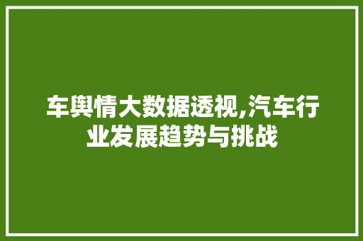 车舆情大数据透视,汽车行业发展趋势与挑战 百度算法