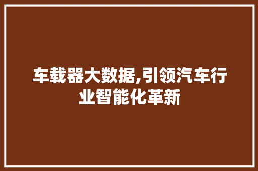 车载器大数据,引领汽车行业智能化革新 seo技术