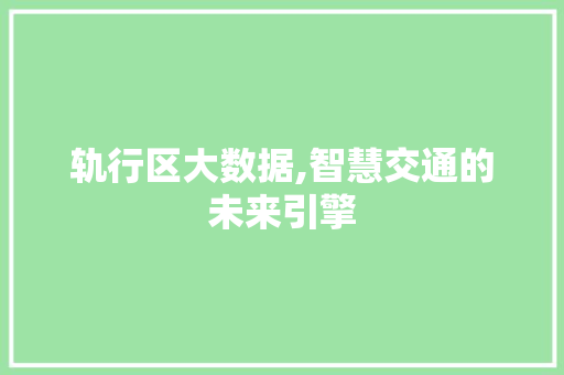 轨行区大数据,智慧交通的未来引擎 AI技术学习