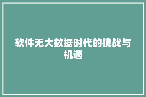 软件无大数据时代的挑战与机遇
