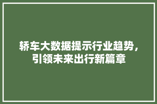 轿车大数据提示行业趋势，引领未来出行新篇章