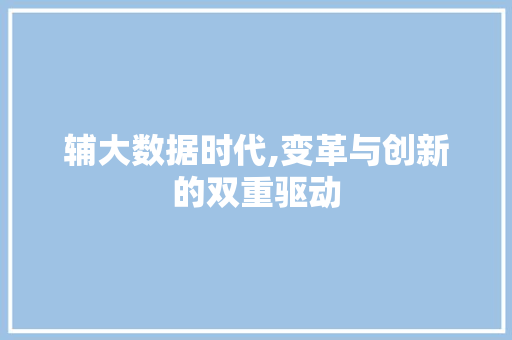 辅大数据时代,变革与创新的双重驱动